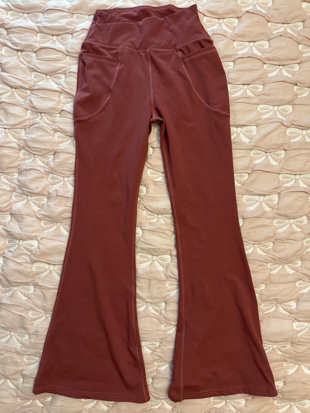 Women's High-Waist Flare Leggings in Deep Burgundy
